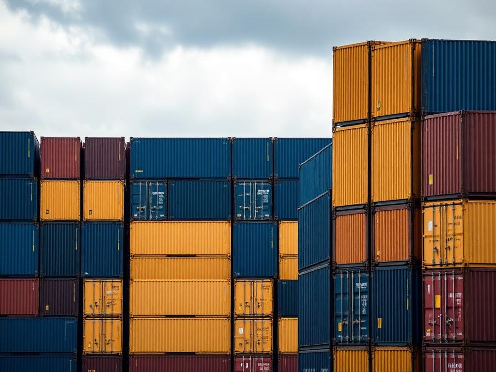 Shipping containers stacked at a container terminal